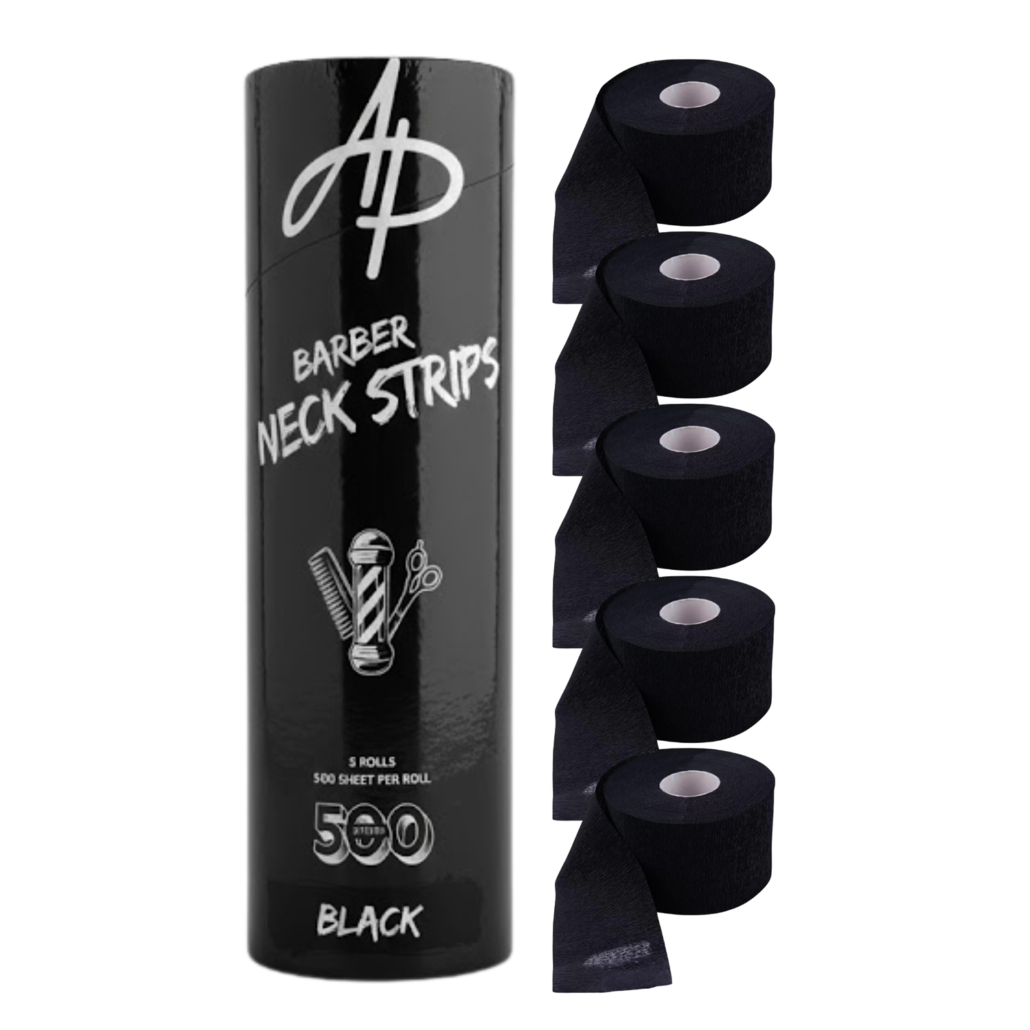 AP Black Barber Neck Strips 5x100 Rolle